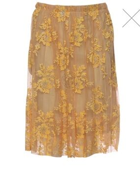 Vera Wang Lavender Label  Yellow Floral Lace Skirt Size 4